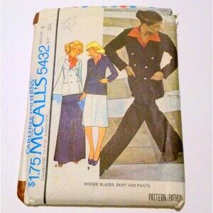 Vtg  McCall's Sewing Pattern 5432 Blazer Pants Top Size 8 Uncut 1977